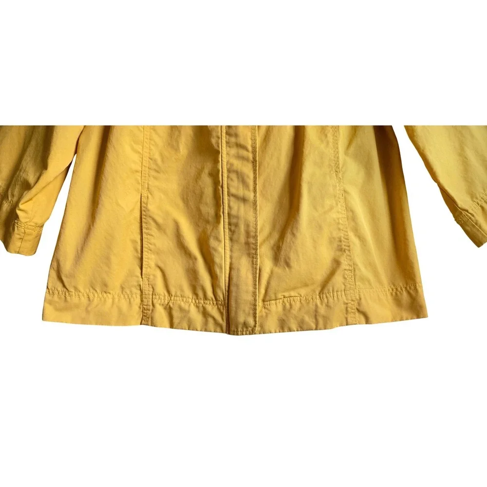 Chic‎ Yellow Funnel Neck Swing Rain Jacket, L 3/4 Sleeve Lightweight Windbreaker